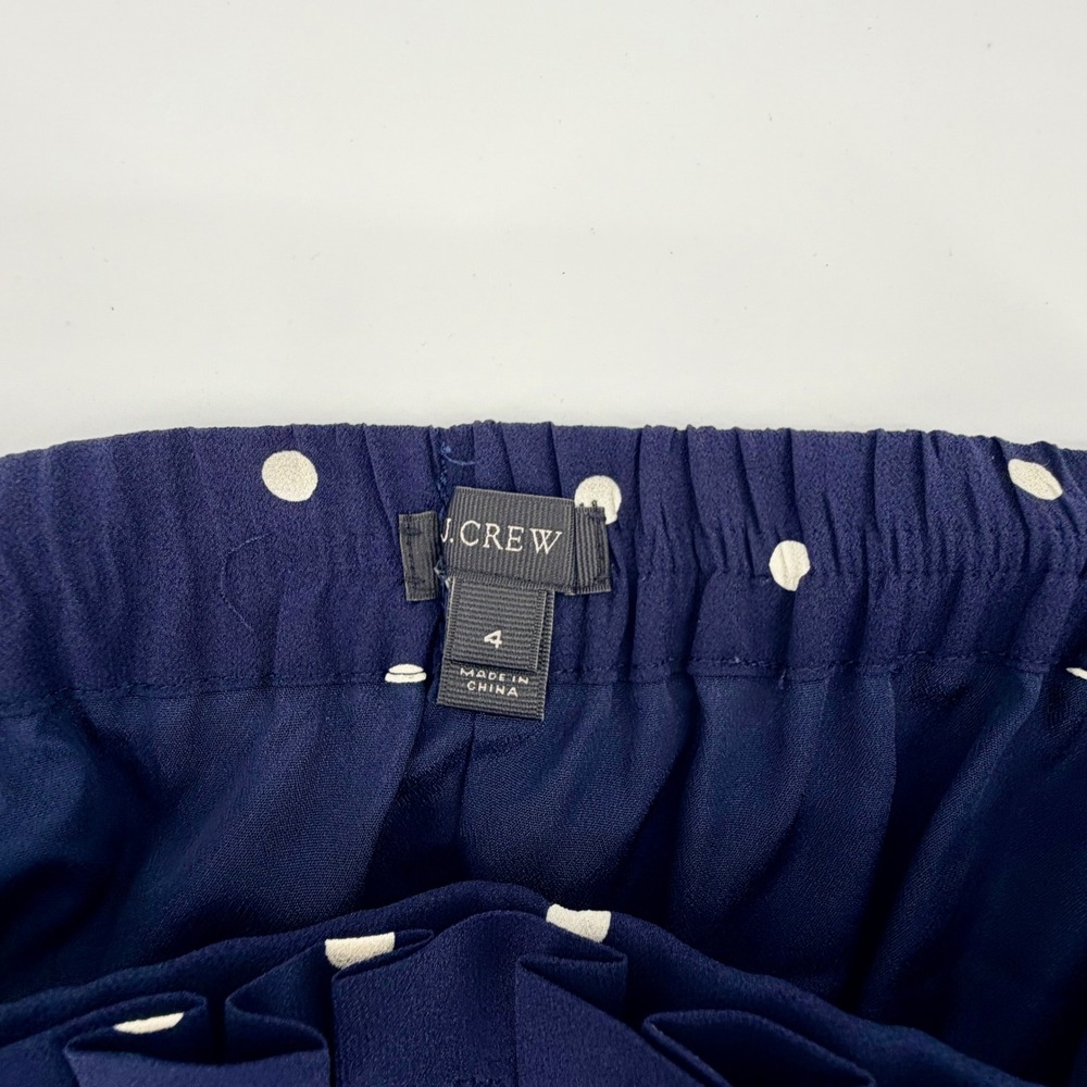 J. Crew Navy Polka Dot Pleated‎ Midi Skirt Size 4 - Picture 3 of 6